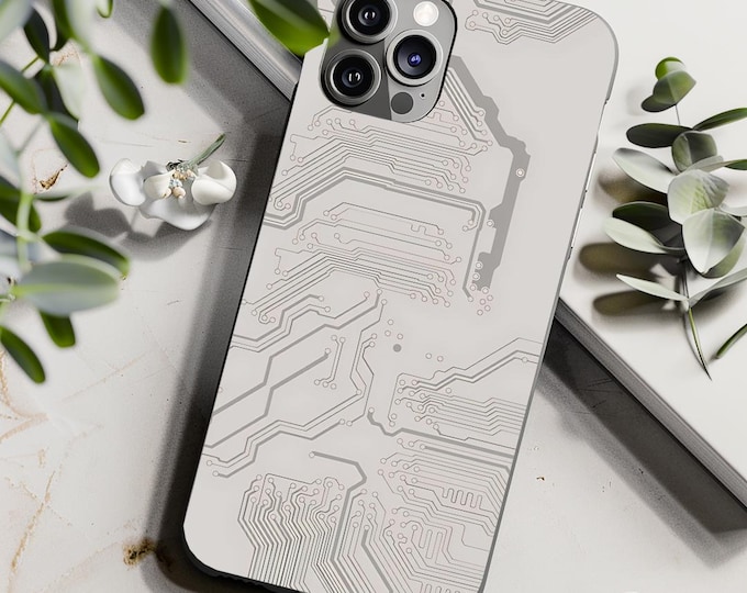 Cyberpunk Circuit Lines Phone Case: Minimalist Tech Gift