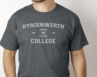 Bloodborne Tshirt Byrgenwerth College Dark Souls Tee Video Game Nerdy Gaming Shirt Gift for Gamer Unisex Cotton Tee Varsity Tee Geeky Gift
