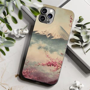 Custodia protettiva per telefono con paesaggio montano, regalo per amanti della natura, accessorio per avventure all'aria aperta, custodia regalo con dipinto giapponese del Monte Fuji