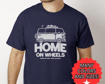 Van Life T-shirt Unisex zwaar katoenen T-shirt reiziger cadeau thuis op wielen shirt avontuur T-shirt camping shirt cadeau voor hem voor haar Van Tee