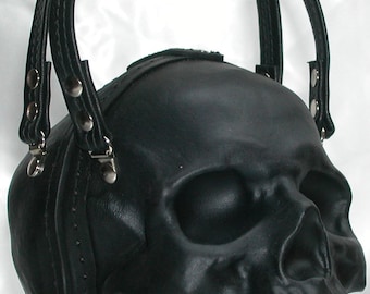 Leather Skull Purse Clutch in Black