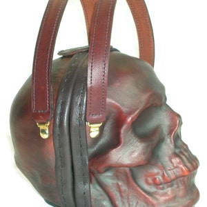 Leather Skull Purse Clutch in OxBlood image 3