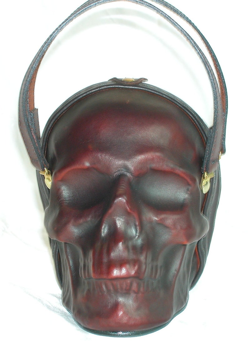 Leather Skull Purse Clutch in OxBlood image 2