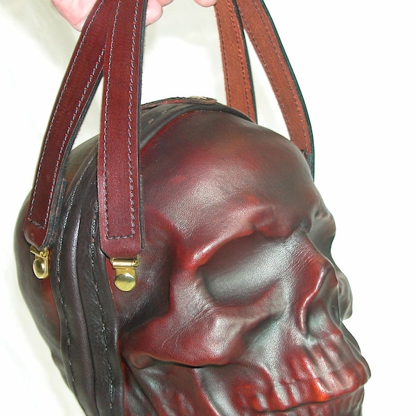 Leather Skull Purse Clutch in OxBlood