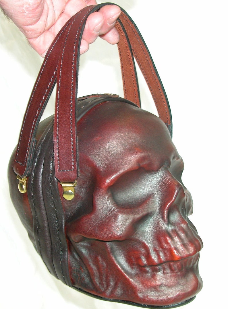 Leather Skull Purse Clutch in OxBlood image 1
