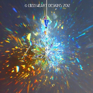 Swarovski Crystal Suncatcher Aurora Borealis Suncatcher Made with  *LILY* Octagons Star Car Charm Ornament Starburst by Lilli Heart Designs