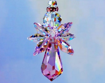 New! RARE Swarovski Crystal Suncatcher Vintage Light Rose Aurora Borealis Body Rosline AB Wings Angel Car Charm Rainbows Lilli Heart Designs