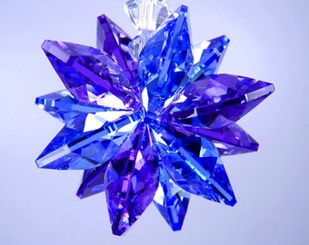 Swarovski Crystal Purple Blue Violet and Aurora Borealis Suncatcher or Car Charm Ornament Star Sunburst Ornament by Lilli Heart Designs