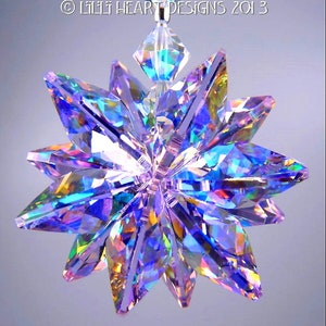 Swarovski Crystal Suncatcher Rare Limited Edition Aurora Borealis Coated Violet Star Car Charm Starburst Ornament by Lilli Heart Designs