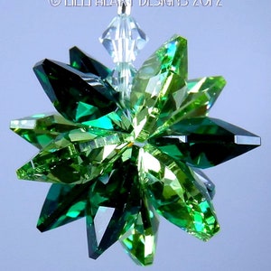 Swarovski Crystal Suncatcher Emerald Green and Peridot Green Ornament Octagons Star  Christmas Ornament Home Decor Lilli Heart Designs
