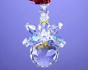 Swarovski Crystal Suncatcher Ball Chubby Lil Angel with Chakra Stack Car Charm Window Ornament Lilli Heart Designs
