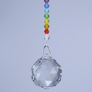 Swaroski Crystal Suncatcher 30mm Ball Car Charm Rainbow Maker with Chakra Colors Rainbows by Lilli Heart Designs