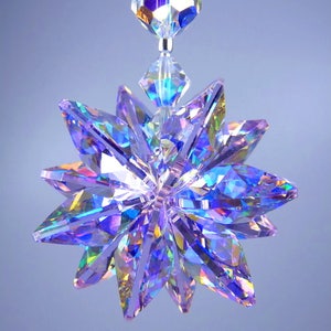 Swarovski Crystal Suncatcher Rare Limited Edition Aurora Borealis Coated Violet Star Car Charm Starburst Ornament by Lilli Heart Designs