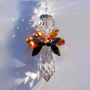 Swarovski Crystal Suncatcher HARLEY BIKER Angel or for S.F. Giants Fans Winged Angel Car or Mororcycle Charm Lilli Heart Designs