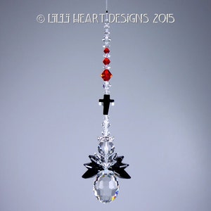 m/w Swarovski Crystal EXTREMELY RARE Body Limited Edition Little JET Black Cross Angel Car Charm Suncatcher Lilli Heart Designs