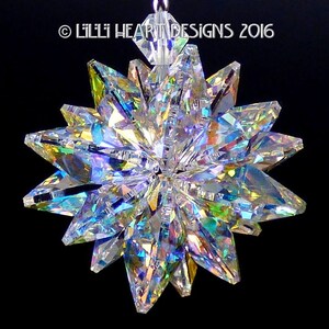 Swarovski Crystal Suncatcher Aurora Borealis New MINI SUPER STAR 16 Octagons Logo Etched Car Charm Star Ornament by Lilli Heart Designs