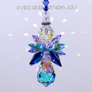 Swarovski Crystal Suncatcher *Northern Lights Angel* Aurora Borealis Retired Guardian Angel Rear View Mirror Car Charm Lilli Heart Designs