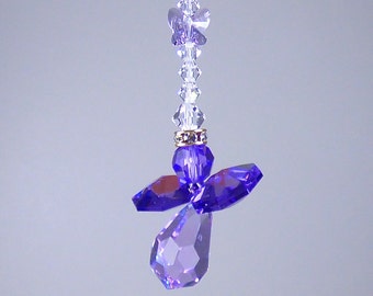 Cristal Swarovski raro retirado Aurora Borealis Cuerpo violeta y alas púrpuras AB ÁNGEL MARIPOSA Amuleto de ángel para coche Lilli Heart Designs