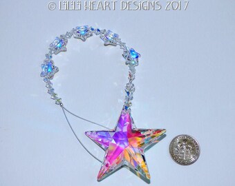 Swarovski Crystal Suncatcher 40mm LARGE Logo Strass Aurora Borealis Star 8815 Star Strand Car Charm Window Ornament by Lilli Heart Designs