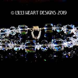 Swarovski Crystal Bracelet LARGE CRYSTAL CLEAR Ice Cube Beads Mixed with Sparkly Faceted Rondelles for Dressy or Jeans Lilli Heart Designs