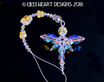 Swarovski Crystal Suncatcher Butterfly with AB Butterfly Beads and Wings Aurora Borealis Rainbow Maker or Car Charm Lilli Heart Designs