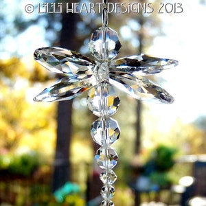 Swarovski Crystal Suncatcher Clear LARGE DRAGONFLY with Rainbow Color Beaded Strand Lilli Heart Designs