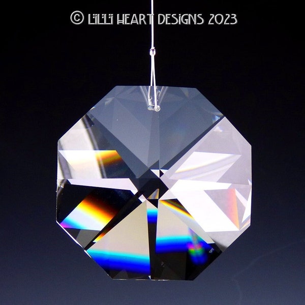 SALE! Swarovski Crystal Suncatcher HUGE RAINBOW Maker 60mm Over 2" Vintage Clear Strass Octagon Ready to Hang Gift Boxed Lilli Heart Designs