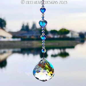 Swarovski Crystal *HEARTS DESIRE* Aurora Borealis Suncatcher 30mm Mozart Twist Ball Gift Boxed Car Charm Rainbows Lilli Heart Designs