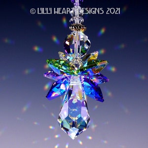 Atrapasueños de cristal de Swarovski *Ángel de las luces del norte 3* Ángel de la guarda retirado de la aurora boreal Amuleto para coche Aurora Colors Lilli Heart Designs