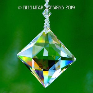 Elegant European Faceted BIG 70mm Clear Cosmic Square Rainbow Making Prism Swraovski Beaded Strand Car Charm Home Decor Lilli Heart Designs