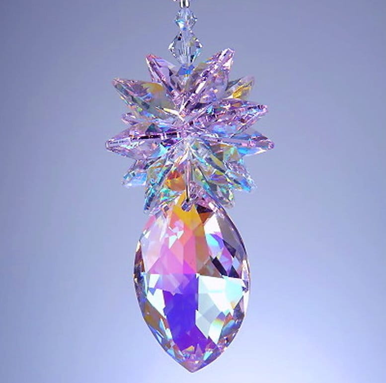 スワロフスキークリスタルサンキャッチャー 38mm AB ロザリンピンク