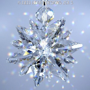 Swarovski Crystal Suncatcher  &quot;Little Shorty&quot; with Vintage Rare Beads Clear Crystal Star Sunburst Car Charm by Lilli Heart Designs