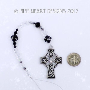 Swarovski Crystal Beaded Strand Cross Stainless Steel Fathers Day Masculine Endless Celtic Knot Car Charm Suncatcher Lilli Heart Designs