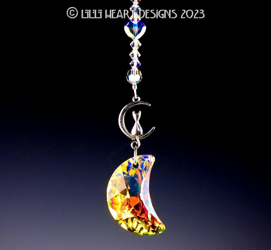 スワロフスキー☆Star & Moon.。.:*☆♡*.+サンキャッチャー♡ 全てスワロフスキー*月と星のサンキャッチャー - *Happystone