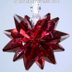 Swarovski Crystal Suncatcher Bordeaux Red Octagon Star Feng Car Charm Ornament Christmas Ornament Shui Lilli Heart Designs