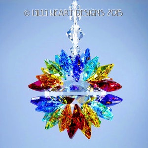 Swarovski Crystal Suncatcher the Original HUGE Chakra Colors Octagons LOTUS BLOSSOM SunCatcher For Home Decor OrnamentLilli Heart Designs