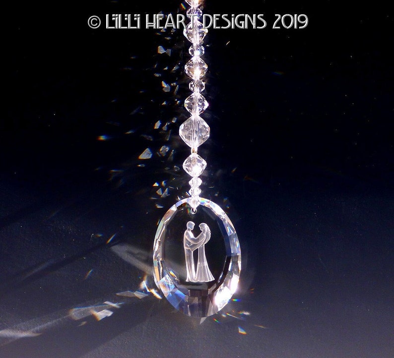 Swarovski Kristall Super RARE VINTAGE Suncatcher The Couple Verliebtes Hochzeitspaar Mann und Frau Vintage Perlen Auto Charm Lilli Herz Designs Bild 1