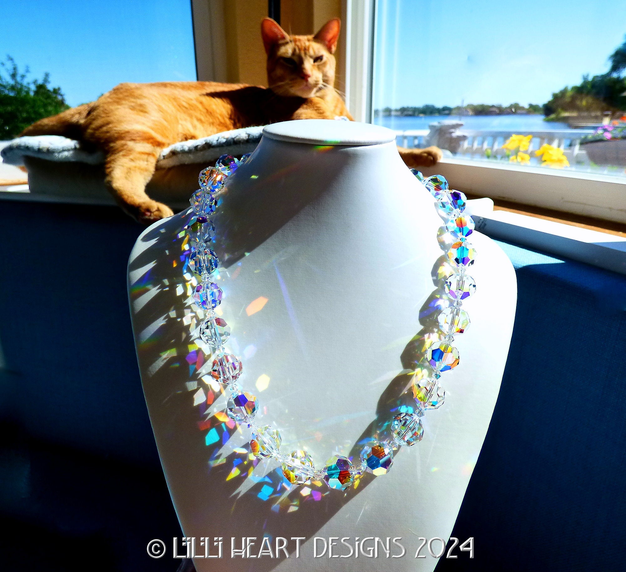 GLAM スワロフスキークリスタル ラージ ヴィンテージ オーロラ 巨大  