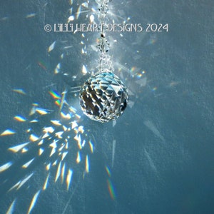 Swarovski Crystal Suncatcher BEST 20mm MINI Faceted Ball Suncatcher with Clear Graduated Beaded Strand Designed by Lilli Heart Designs
