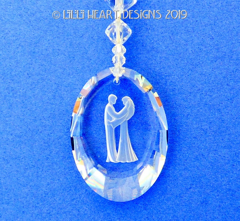 Swarovski Kristall Super RARE VINTAGE Suncatcher The Couple Verliebtes Hochzeitspaar Mann und Frau Vintage Perlen Auto Charm Lilli Herz Designs Bild 9