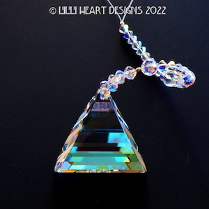 Swarovski Crystal Suncatcher VERY RARE FLAME 38mm Aurora Borealis Vintage Car Charm Rear View Mirror Window Prism Lilli Heart Designs