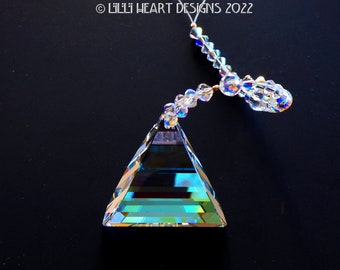 Swarovski Crystal Suncatcher VERY RARE FLAME 38mm Aurora Borealis Vintage Car Charm Rear View Mirror Window Prism Lilli Heart Designs