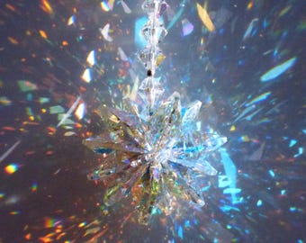 Äkta Swarovski Glittriga Kristaller Suncatcher AB 14 mm Åttkantig Stjärna Regnbågar Stjärnexplosionsfönster eller Bilberlock Lilli Hjärtdesigner