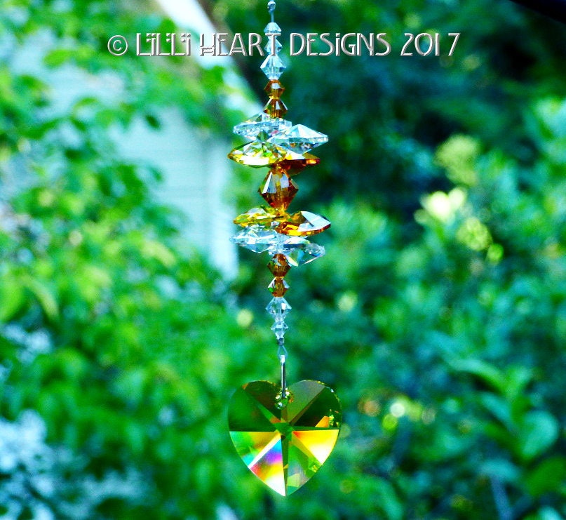 スワロフスキークリスタルサンキャッチャーライトトパーズ28mmハートと