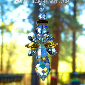 Swarovski Crystal Suncatcher *ARCHANGEL GABRIEL* Topaz with Clear Wings Lilli Heart Designs