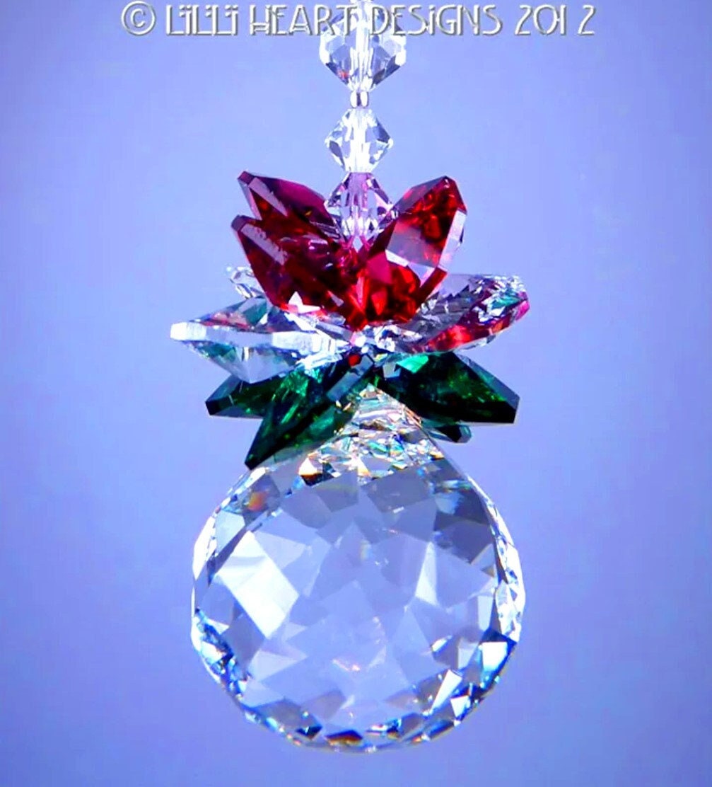 Swarovski Crystal Suncatcher Mozart Ball With Christmas Colors