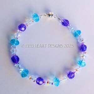 Swarovski Crystal Bracelet Aurora Borealis Briolette Beads Mixed Turquoise and Rare Purple Dressy or Jeans,  Wedding Lilli Heart Designs