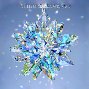NAJWYŻSZEJ JAKOŚCI STRASS *Shining Star* Kryształowy łapacz słońca Swarovski Aurora Borealis 14 Lily Octagons Starburst Car Charm Lilli Heart Designs