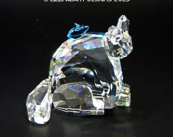 Figura de gato y ratón de cristal para mesa, escritorio o vitrina S.Dream Crystal para amantes de los gatos. Raro.