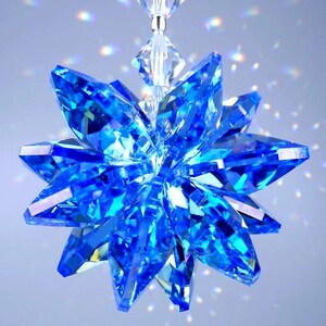 Swarovski Crystal Suncatcher RARE Sapphire Blue Aurora Borealis Coated Octagons Star Starburst Car Charm Ornament by Lilli Heart Designs